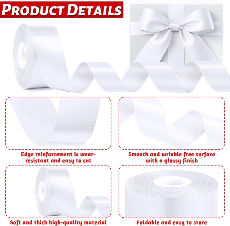 Fullive White Ribbon for Gift Wrapping, 30 Yards White Ribbon 1 1/2 Inch, Solid Polyester Satin Wedding Ribbons for Wedding Christmas Decorations DIY Hair Bows Wrapping Bouquet Floral Arrangements - Image 3